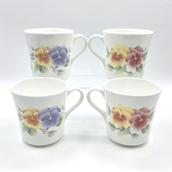 Corning Corelle Charming Summer Blush Coffee Tea Cups Mugs Pansies Flowers 8 oz. - Picture 2 of 8